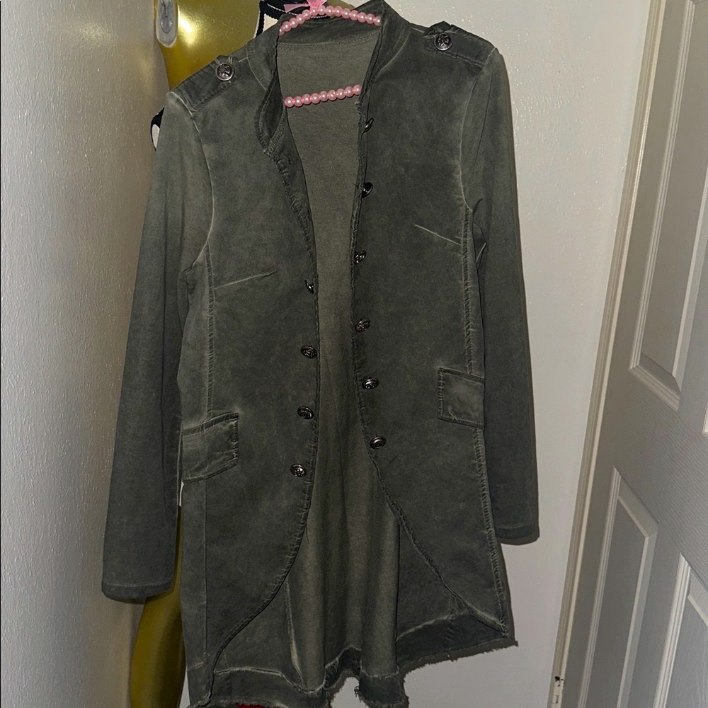 Nuny ROMA Olive Green Super Stretch Small Jacket Blazer Coat - Picture 13 of 13